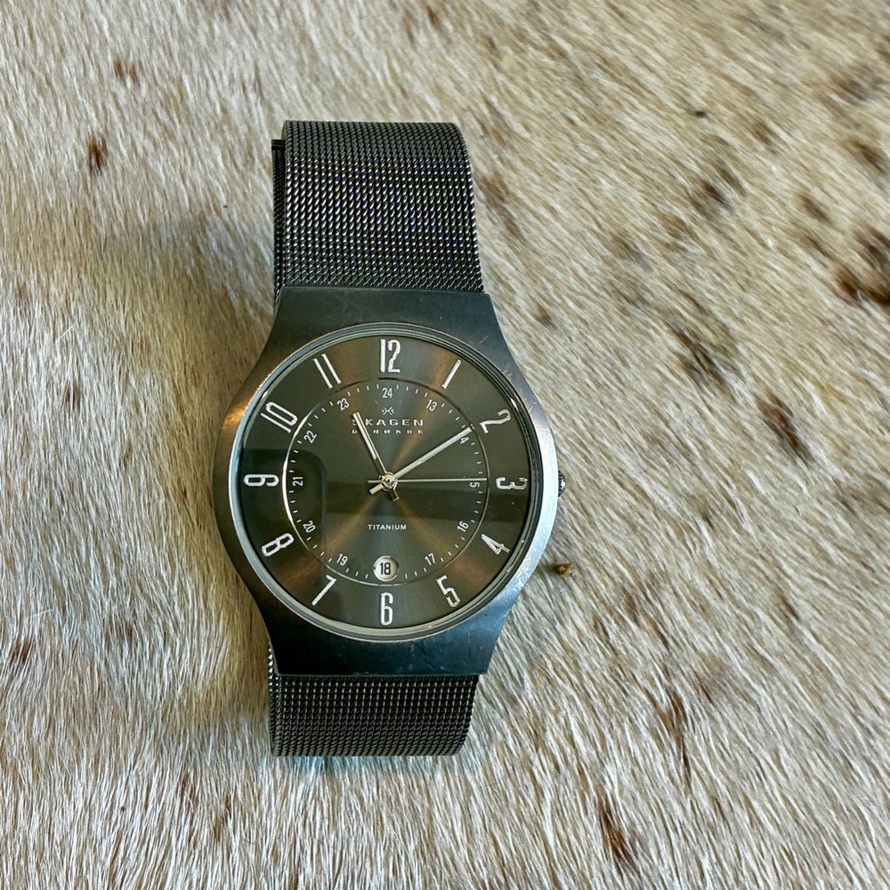 Skagen Denmark Titanium Mesh Watch | Gunmetal Gray | Minimalist | Needs Battery